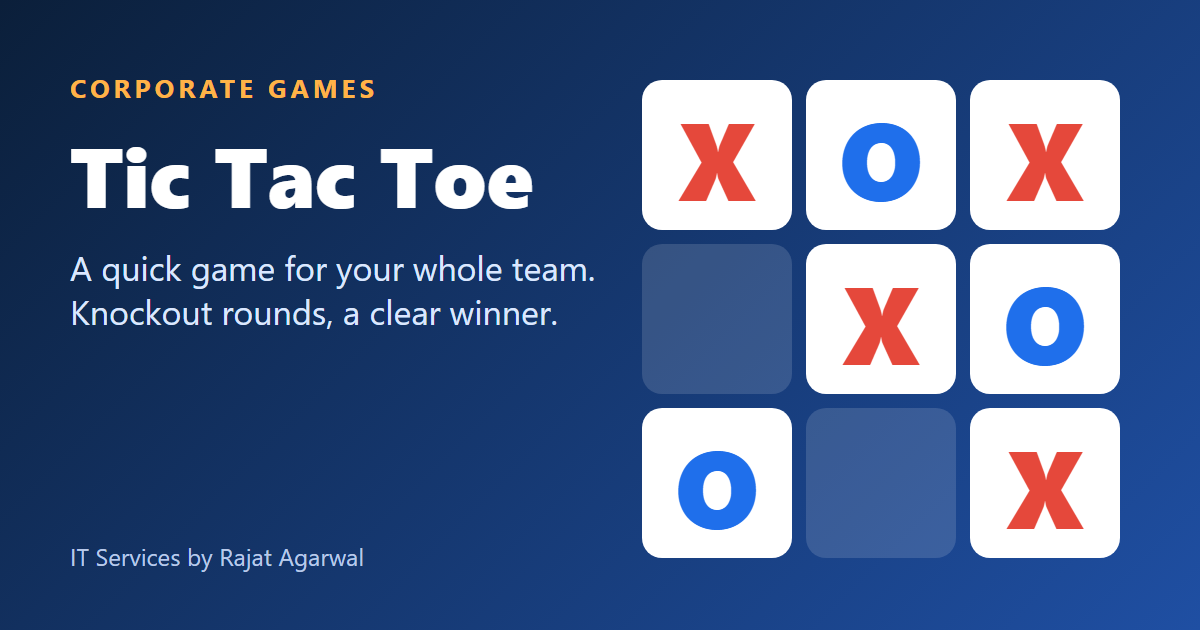 Corporate Tic Tac Toe on a phone: a 3 by 3 board with crosses and noughts